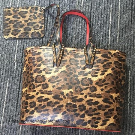 Chtistian Louboutin Multi/Brown Leopard Print Calf Tote Bag