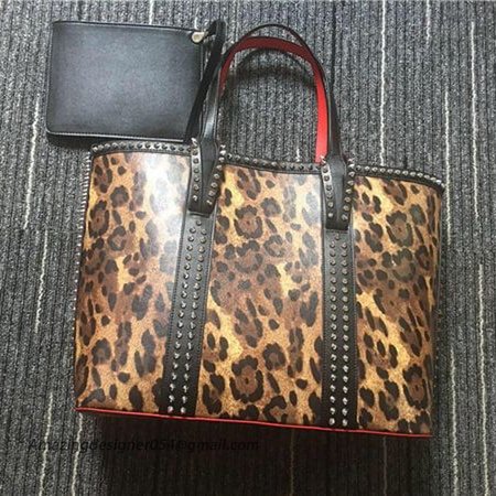 Chtistian Louboutin Brown Leopadr Print Calf Tote Bag