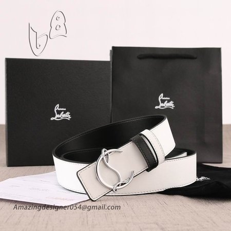 Christian Louboutin Belt 35mm Havane/bk/antic White Leather