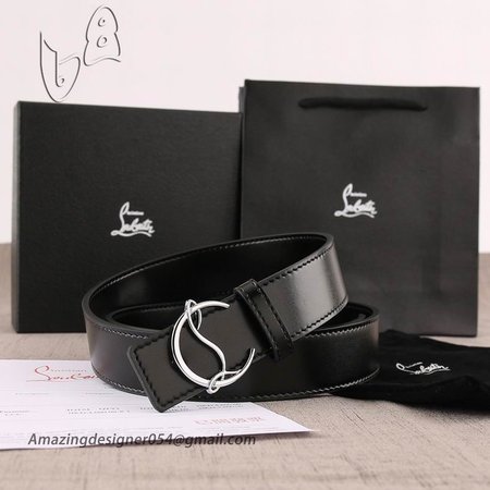 Christian Louboutin Belt 35mm Havane/bk/antic Black Leather